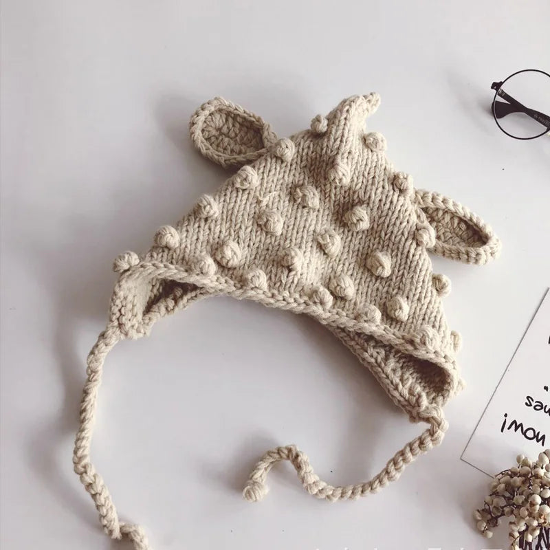 -ベビー キッズ ニット 耳付き とんがり 帽子 - mamahalo shop - ベビー用帽子 -  べビー服 - 子供服 - 男の子 - 女の子
