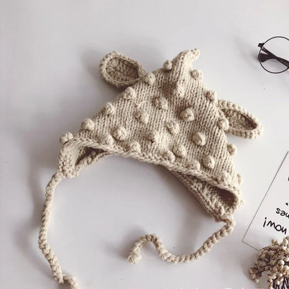 -ベビー キッズ ニット 耳付き とんがり 帽子 - mamahalo shop - ベビー用帽子 -  べビー服 - 子供服 - 男の子 - 女の子