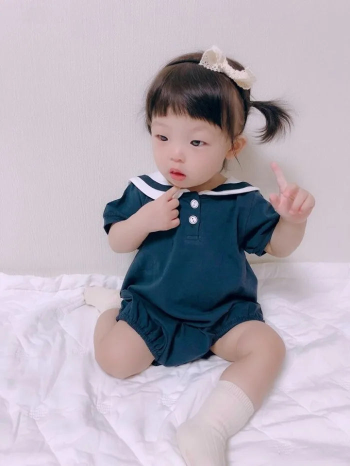 -ベビー セーラーカラー ロンパース【mh0003587】 - mamahalo shop - 半袖ロンパース -  べビー服 - 子供服 - 男の子 - 女の子