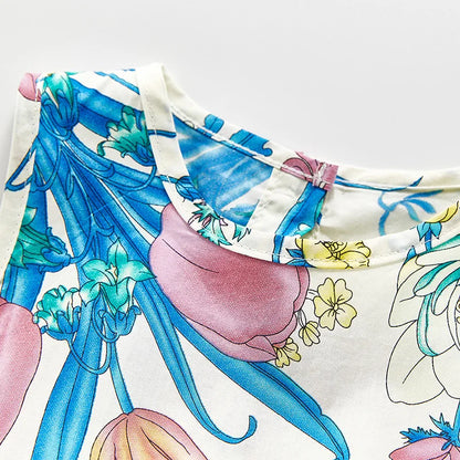 -# ベビーロンパース ノースリーブ スカートボディスーツ フラワー花柄プリント 2カラー【mh0006232】 - mamahalo shop - ノースリーブロンパース -  べビー服 - 子供服 - 男の子 - 女の子