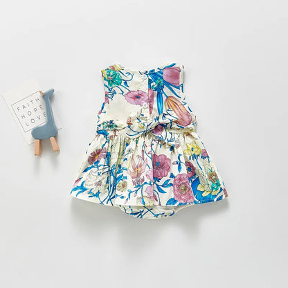 -# ベビーロンパース ノースリーブ スカートボディスーツ フラワー花柄プリント 2カラー【mh0006232】 - mamahalo shop - ノースリーブロンパース -  べビー服 - 子供服 - 男の子 - 女の子