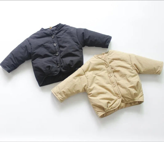 -キッズアウター ジャケット ジャンパー コート シンプル ベーシック ブラック カーキ 2カラー ユニセックス 男の子 女の子 子供服 - mamahalo shop - ショートコート・ジャケット・ジャンパー -  べビー服 - 子供服 - 男の子 - 女の子