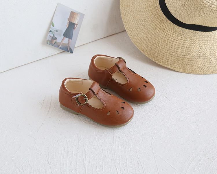 -【国内発送】ベビーシューズ ストラップ プチフォーマルシューズ 靴 赤茶 ブラウン サイズ23 - mamahalo shop - 靴 -  べビー服 - 子供服 - 男の子 - 女の子