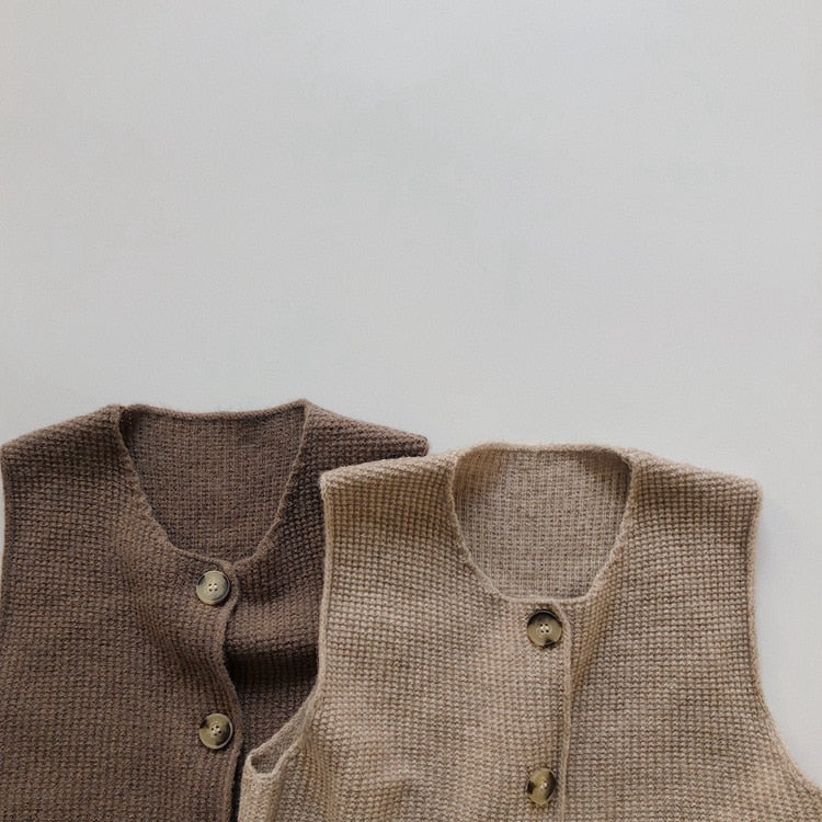 -キッズ ニット 前あき ベスト - mamahalo shop - ベスト -  べビー服 - 子供服 - 男の子 - 女の子