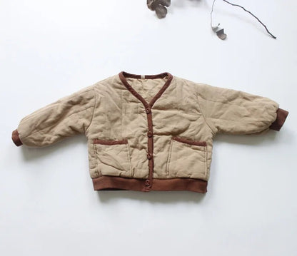 -キッズ アウター バイピングジャケット ジャケット コート コーヒー アプリコット 2カラー ユニセックス 男の子 女の子 子供服【mh0003094】 - mamahalo shop - ショートコート・ジャケット・ジャンパー -  べビー服 - 子供服 - 男の子 - 女の子