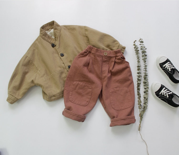 -キッズ コットンリネン ルーズ ジャケット - mamahalo shop - ショートコート・ジャケット・ジャンパー -  べビー服 - 子供服 - 男の子 - 女の子