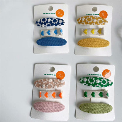 -キッズ 刺繍 ステッチ フラワー ヘアピン ヘアアクセサリー 3個セット【mh0002111】 - mamahalo shop - ヘアアクセサリー -  べビー服 - 子供服 - 男の子 - 女の子