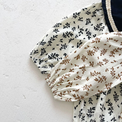 -ベビー フラワー 長袖 ロンパース ボンネット セット - mamahalo shop - 長袖ロンパース -  べビー服 - 子供服 - 男の子 - 女の子