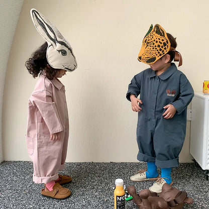 -キッズ 刺繍 長袖ジャンプスーツ つなぎ【mh0000168】 - mamahalo shop - 長袖ジャンプスーツ -  べビー服 - 子供服 - 男の子 - 女の子