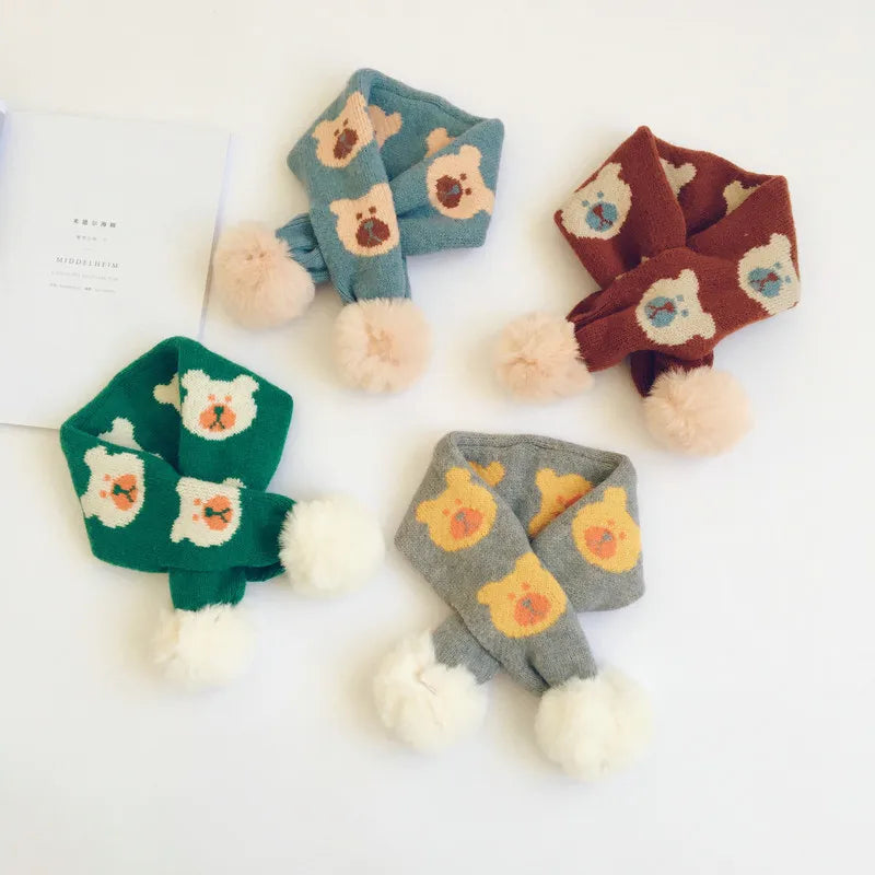 -ベビー キッズ くま ベア ぽんぽん マフラー【mh0000293】 - mamahalo shop - ネックウォーマー -  べビー服 - 子供服 - 男の子 - 女の子