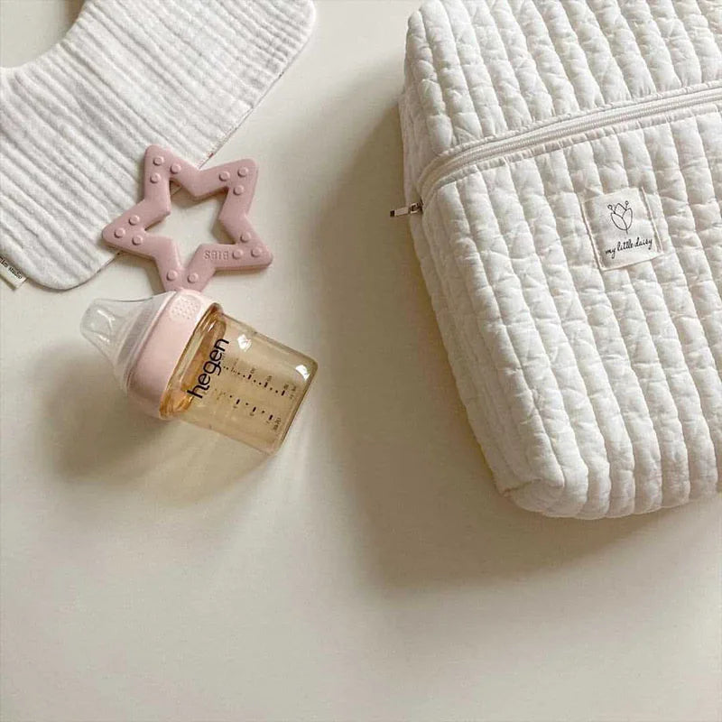 -キルティング哺乳瓶ポーチ おむつポーチ ボトルケース ベビーバッグ アクセサリーケース 無地 ベージュ【mh0005951】 - mamahalo shop - おむつポーチ -  べビー服 - 子供服 - 男の子 - 女の子