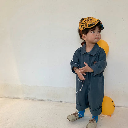 -キッズ 刺繍 長袖ジャンプスーツ つなぎ【mh0000168】 - mamahalo shop - 長袖ジャンプスーツ -  べビー服 - 子供服 - 男の子 - 女の子