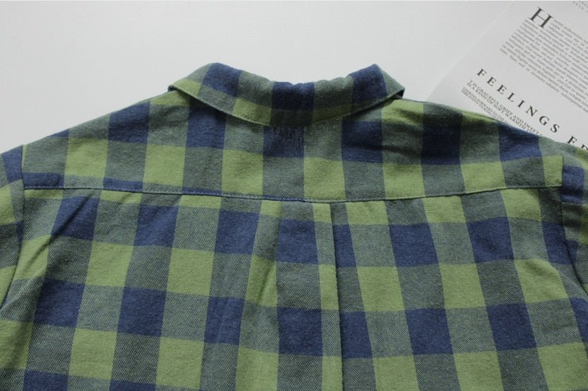 -キッズ ブロック チェック 長袖 シャツ - mamahalo shop - 長袖シャツ・ブラウス -  べビー服 - 子供服 - 男の子 - 女の子