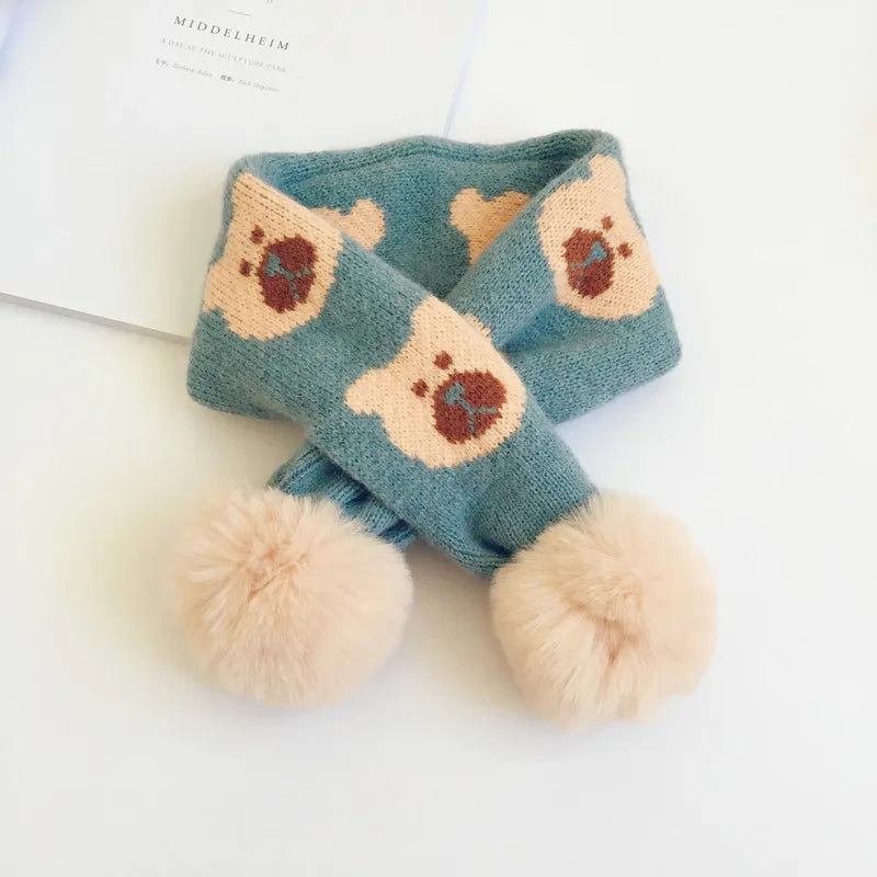 -ベビー キッズ くま ベア ぽんぽん マフラー【mh0000293】 - mamahalo shop - ネックウォーマー -  べビー服 - 子供服 - 男の子 - 女の子