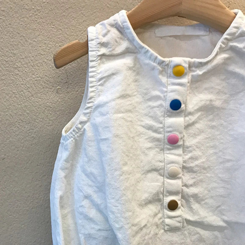 -☺︎ ベビーロンパース コットンリネン ノースリーブボディスーツ 2カラー - mamahalo shop - ノースリーブロンパース -  べビー服 - 子供服 - 男の子 - 女の子