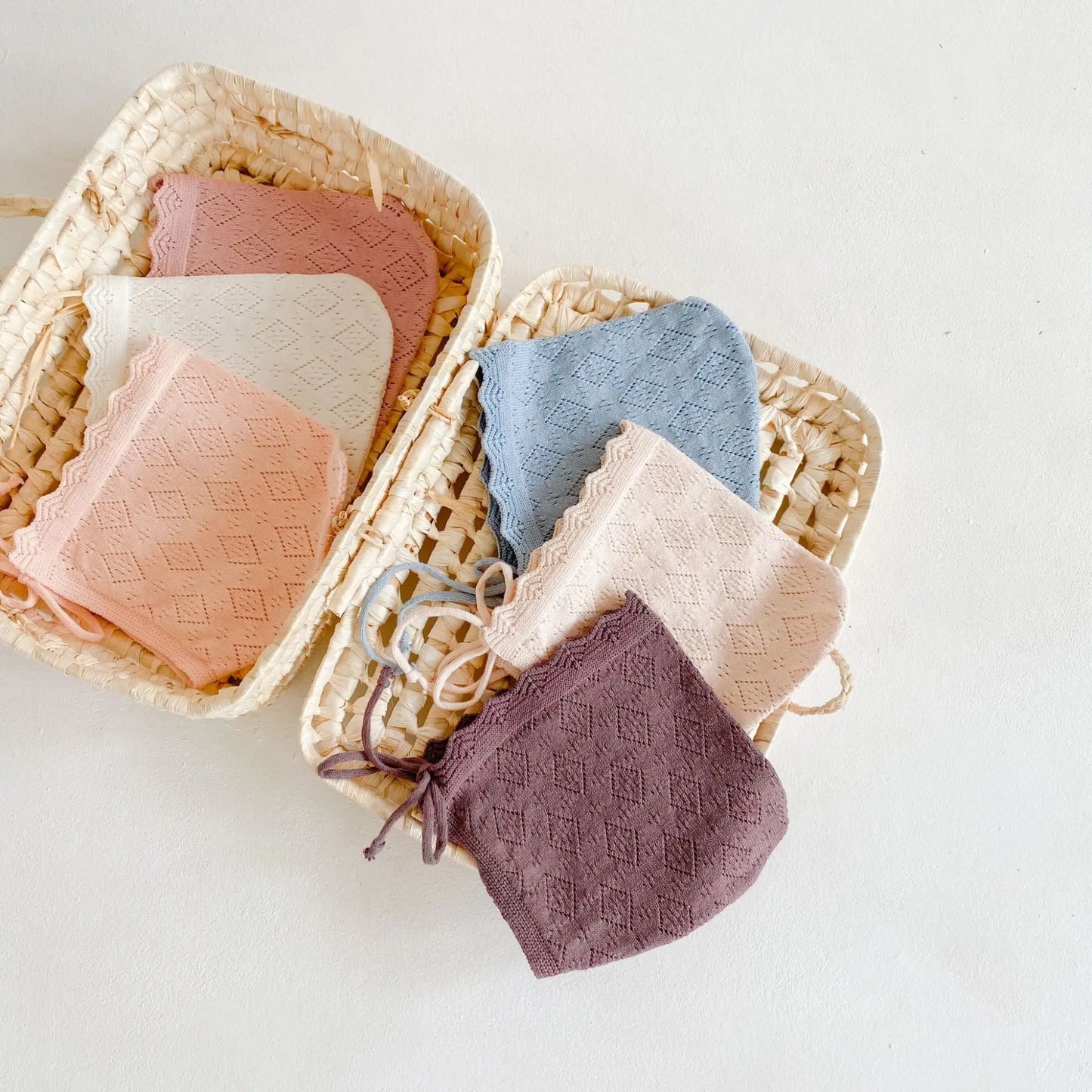 -ベビー帽子 コットンレース ボンネット ベビーハット ベビーアクセサリー 6カラー【mh0003787】 - mamahalo shop - ベビー用帽子 -  べビー服 - 子供服 - 男の子 - 女の子