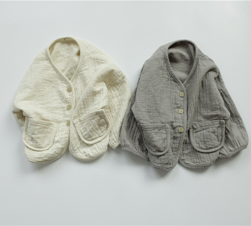 -キッズ コットンリネン ジャケット - mamahalo shop - ショートコート・ジャケット・ジャンパー -  べビー服 - 子供服 - 男の子 - 女の子