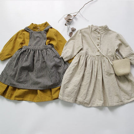 キッズ チェック エプロン ドレス - mamahalo shop - ノースリーブワンピース - ベビー服 - 子供服 - 男の子 - 女の子