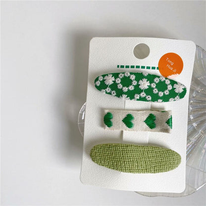 -キッズ 刺繍 ステッチ フラワー ヘアピン ヘアアクセサリー 3個セット【mh0002111】 - mamahalo shop - ヘアアクセサリー -  べビー服 - 子供服 - 男の子 - 女の子