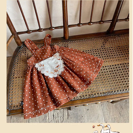 ★キッズ フラワー 刺繍 エプロン ワンピース - mamahalo shop - 長袖ワンピース - ベビー服 - 子供服 - 男の子 - 女の子