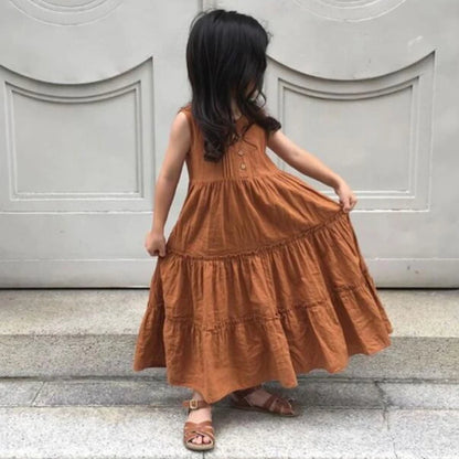 -キッズワンピース ノースリーブサマードレスワンピース 2カラー【mh0006247】 - mamahalo shop - ノースリーブワンピース -  べビー服 - 子供服 - 男の子 - 女の子