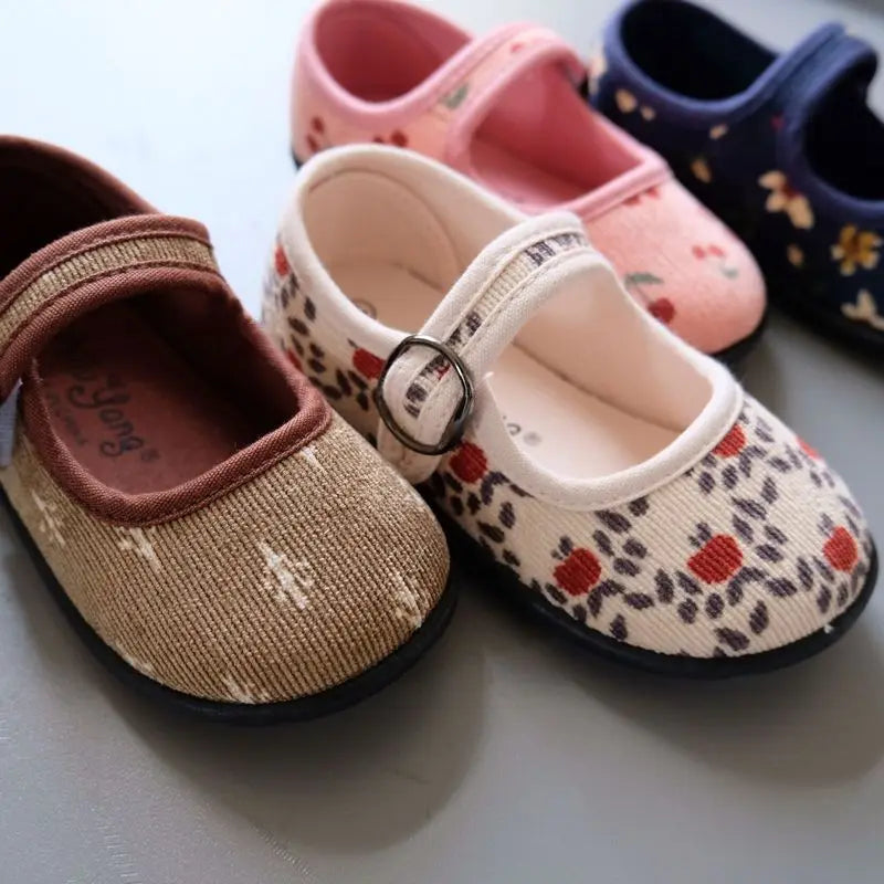 -ベビー キッズ コーデュロイ ストラップ シューズ バレー シューズ 靴 - mamahalo shop - 靴 -  べビー服 - 子供服 - 男の子 - 女の子