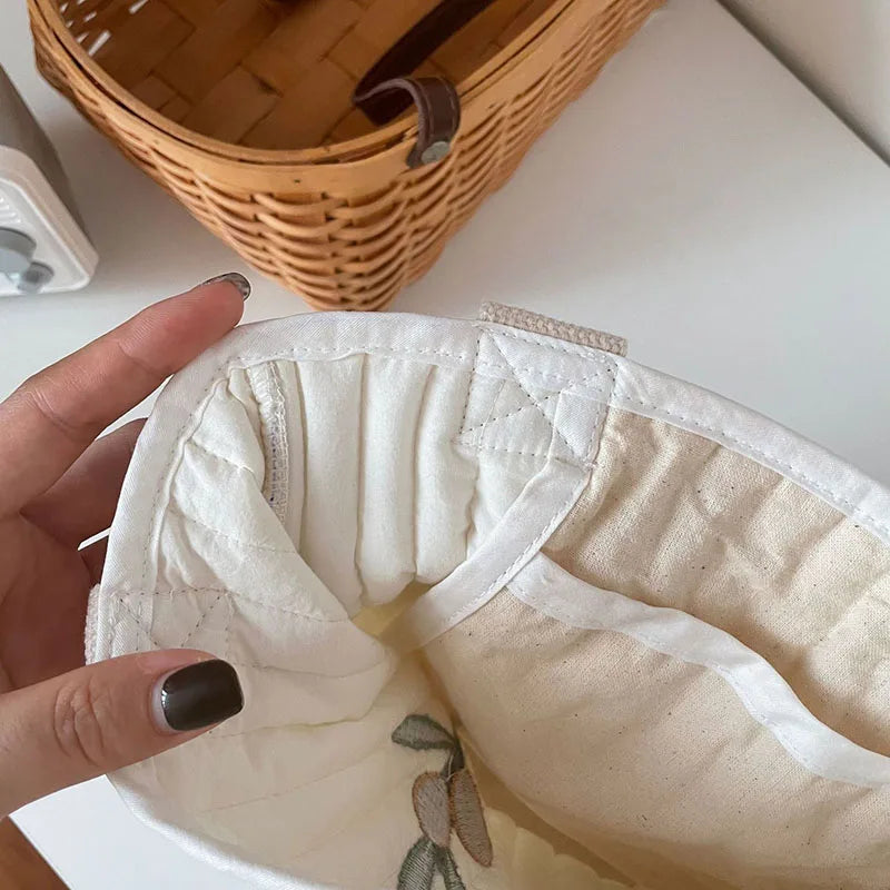 -キルティングバック 刺繍 バケツバック トートバッグ ママバッグ くま オリーブ チューリップ 鞄【mh0000164】 - mamahalo shop - マザーズバッグ -  べビー服 - 子供服 - 男の子 - 女の子