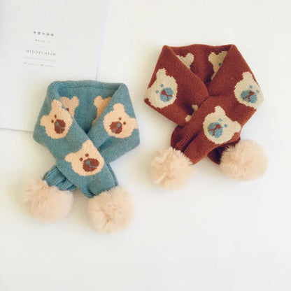 -ベビー キッズ くま ベア ぽんぽん マフラー【mh0000293】 - mamahalo shop - ネックウォーマー -  べビー服 - 子供服 - 男の子 - 女の子