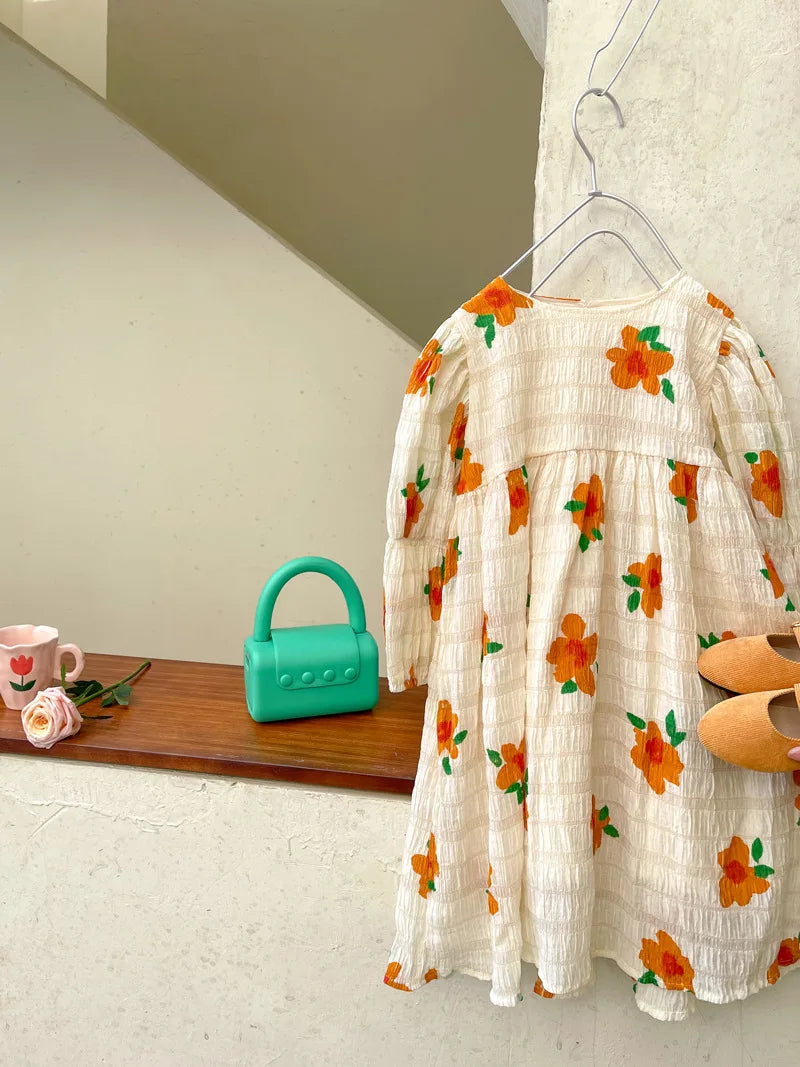 -キッズ フラワー 長袖ワンピース - mamahalo shop - 長袖ワンピース -  べビー服 - 子供服 - 男の子 - 女の子