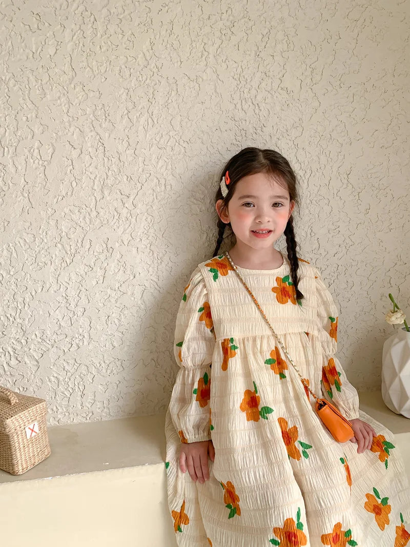 -キッズ フラワー 長袖ワンピース - mamahalo shop - 長袖ワンピース -  べビー服 - 子供服 - 男の子 - 女の子