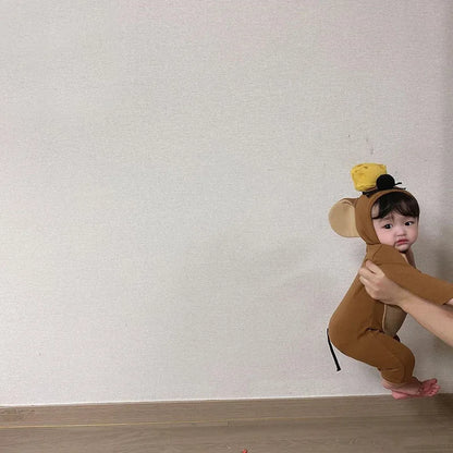 -ベビー ねずみ 耳付きフード ロンパース ハロウィーン コスチューム【mh0000102】 - mamahalo shop - 長袖ロンパース -  べビー服 - 子供服 - 男の子 - 女の子