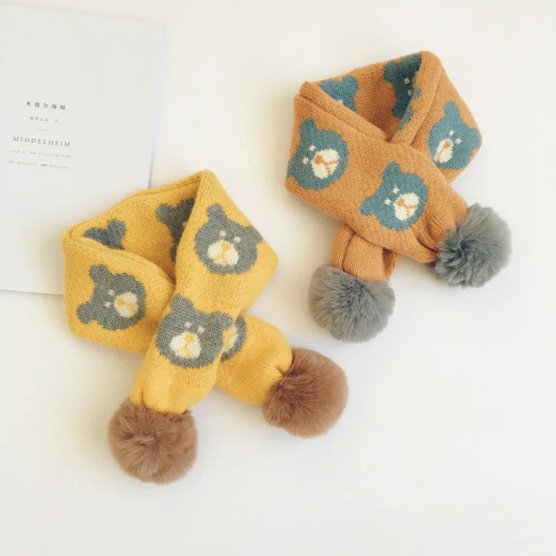 -ベビー キッズ くま ベア ぽんぽん マフラー【mh0000293】 - mamahalo shop - ネックウォーマー -  べビー服 - 子供服 - 男の子 - 女の子