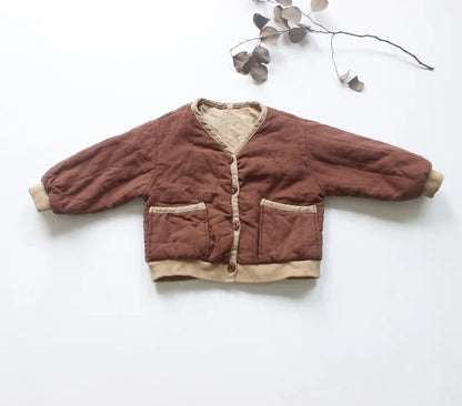 -キッズ アウター バイピングジャケット ジャケット コート コーヒー アプリコット 2カラー ユニセックス 男の子 女の子 子供服【mh0003094】 - mamahalo shop - ショートコート・ジャケット・ジャンパー -  べビー服 - 子供服 - 男の子 - 女の子