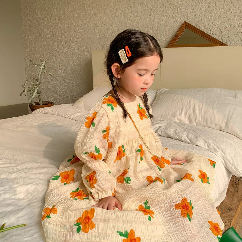 -キッズ フラワー 長袖ワンピース - mamahalo shop - 長袖ワンピース -  べビー服 - 子供服 - 男の子 - 女の子