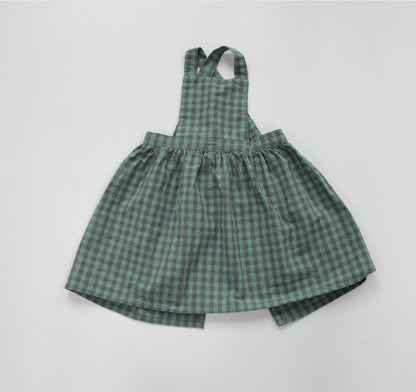 -キッズ チェック エプロン ドレス - mamahalo shop - ノースリーブワンピース -  べビー服 - 子供服 - 男の子 - 女の子