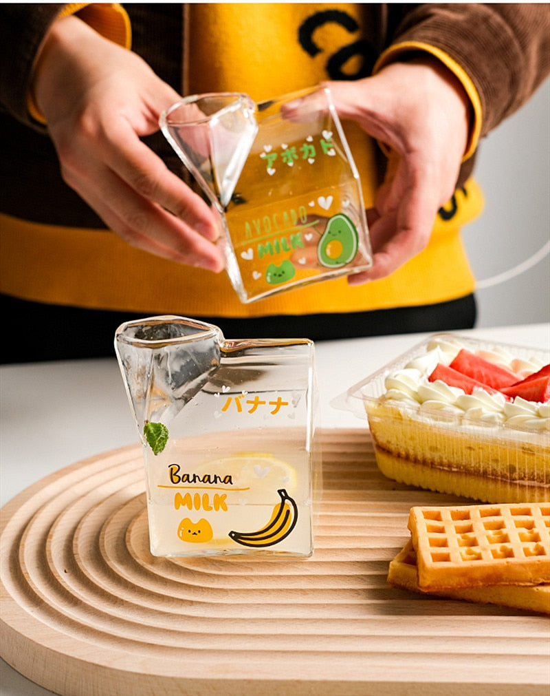 -ガラス 牛乳瓶 電子レンジ カップ 耐熱 ミルク ポット フルーツ グラス【mh0002638】 - mamahalo shop - コップ・グラス・マグ -  べビー服 - 子供服 - 男の子 - 女の子