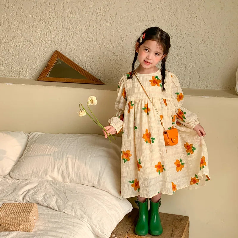 -キッズ フラワー 長袖ワンピース - mamahalo shop - 長袖ワンピース -  べビー服 - 子供服 - 男の子 - 女の子