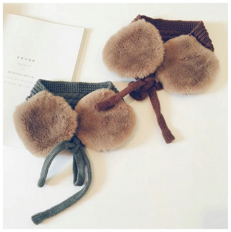 -キッズイヤーマフ ファー ニット マフラー  ガールズ 女の子 子供服【mh0003098】 - mamahalo shop - ネックウォーマー -  べビー服 - 子供服 - 男の子 - 女の子