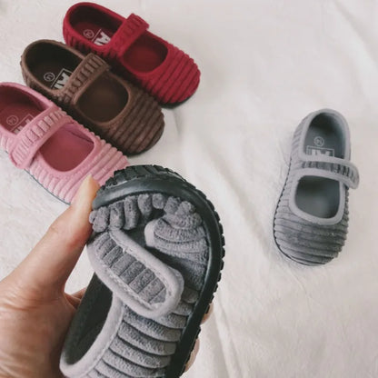 -ベビー キッズ コーデュロイ ストラップ シューズ バレエ シューズ 靴 - mamahalo shop - 靴 -  べビー服 - 子供服 - 男の子 - 女の子