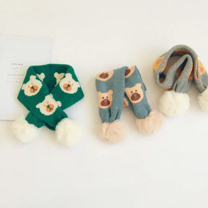 -ベビー キッズ くま ベア ぽんぽん マフラー【mh0000293】 - mamahalo shop - ネックウォーマー -  べビー服 - 子供服 - 男の子 - 女の子