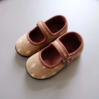 -ベビー キッズ コーデュロイ ストラップ シューズ バレー シューズ 靴 - mamahalo shop - 靴 -  べビー服 - 子供服 - 男の子 - 女の子