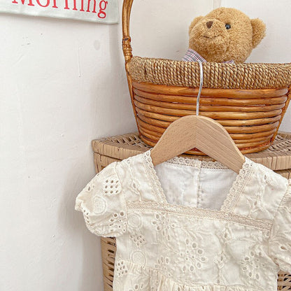 -☺︎ ベビー 刺繍 レース 半袖 ロンパース - mamahalo shop - 半袖ロンパース -  べビー服 - 子供服 - 男の子 - 女の子