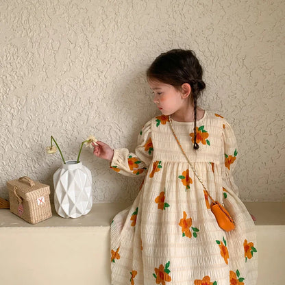 -キッズ フラワー 長袖ワンピース - mamahalo shop - 長袖ワンピース -  べビー服 - 子供服 - 男の子 - 女の子