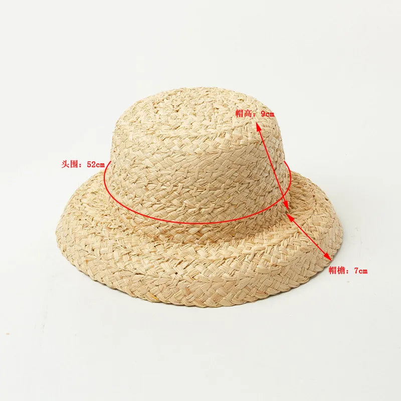 -キッズ つば織り 麦わら帽子 ビーチ サンハット ラフィア レトロ 帽子【mh0003466】 - mamahalo shop - ベビー用帽子 -  べビー服 - 子供服 - 男の子 - 女の子