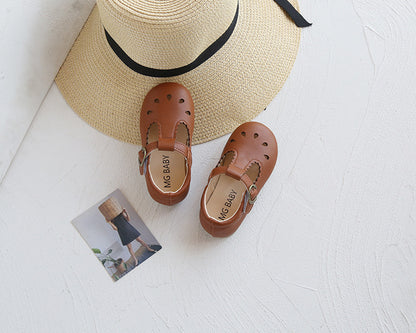 -【国内発送】ベビーシューズ ストラップ プチフォーマルシューズ 靴 赤茶 ブラウン サイズ23 - mamahalo shop - 靴 -  べビー服 - 子供服 - 男の子 - 女の子