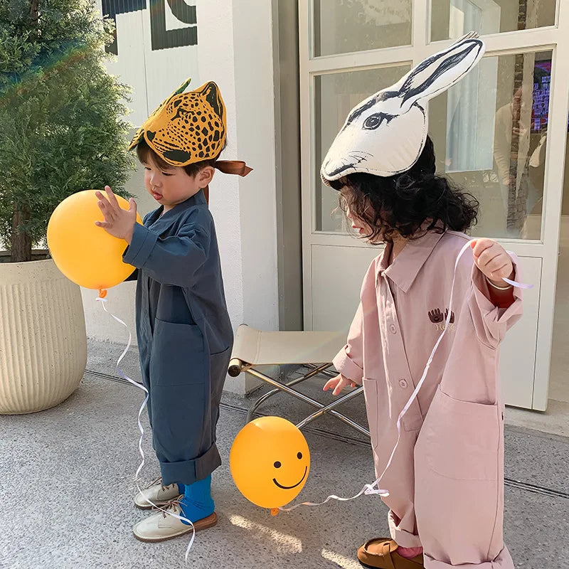 -キッズ 刺繍 長袖ジャンプスーツ つなぎ【mh0000168】 - mamahalo shop - 長袖ジャンプスーツ -  べビー服 - 子供服 - 男の子 - 女の子