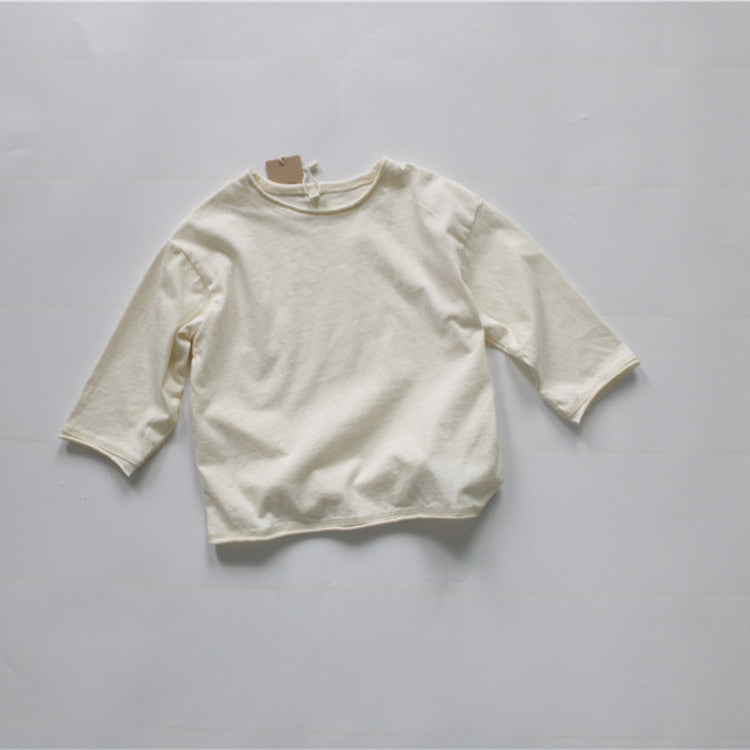 -キッズ服 長袖 Tシャツ トップス シンプル ベーシック 無地 4色 男の子 女の子 - mamahalo shop - 長袖Tシャツ -  べビー服 - 子供服 - 男の子 - 女の子