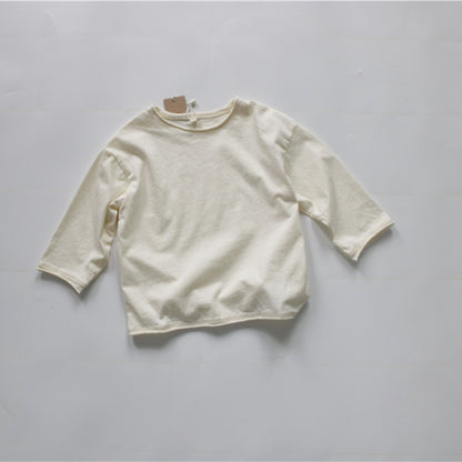 -キッズ服 長袖 Tシャツ トップス シンプル ベーシック 無地 4色 男の子 女の子 - mamahalo shop - 長袖Tシャツ -  べビー服 - 子供服 - 男の子 - 女の子