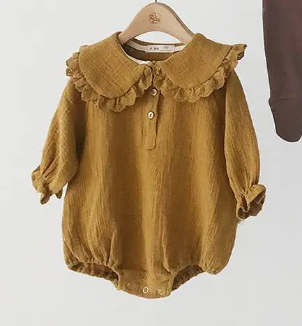 -ベビーロンパース 長袖ボディスーツ フリル襟 2カラー - mamahalo shop - 長袖ロンパース -  べビー服 - 子供服 - 男の子 - 女の子