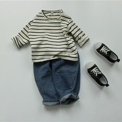 -キッズ ボーダー 長袖 Tシャツ トップス【mh0000625】 - mamahalo shop - 長袖Tシャツ -  べビー服 - 子供服 - 男の子 - 女の子